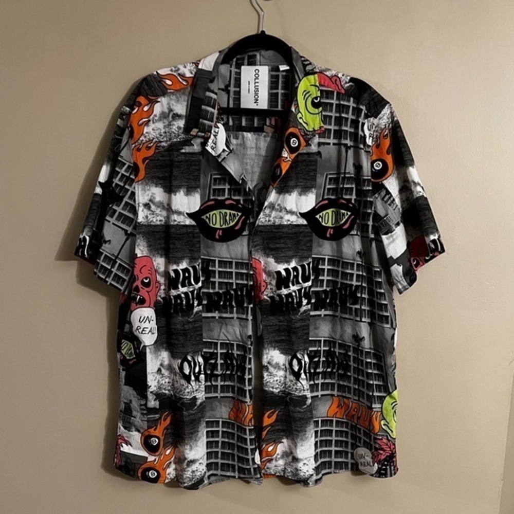 ASOS Collusion Unisex Graphic Button Down Shirt XL